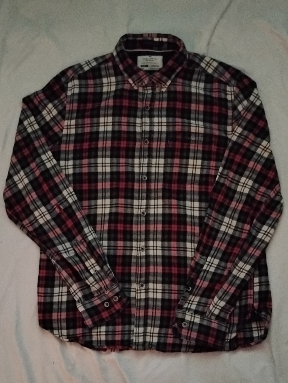 3/$20 On The Road Men's Plaid Button-Down Shirt - Red & Black